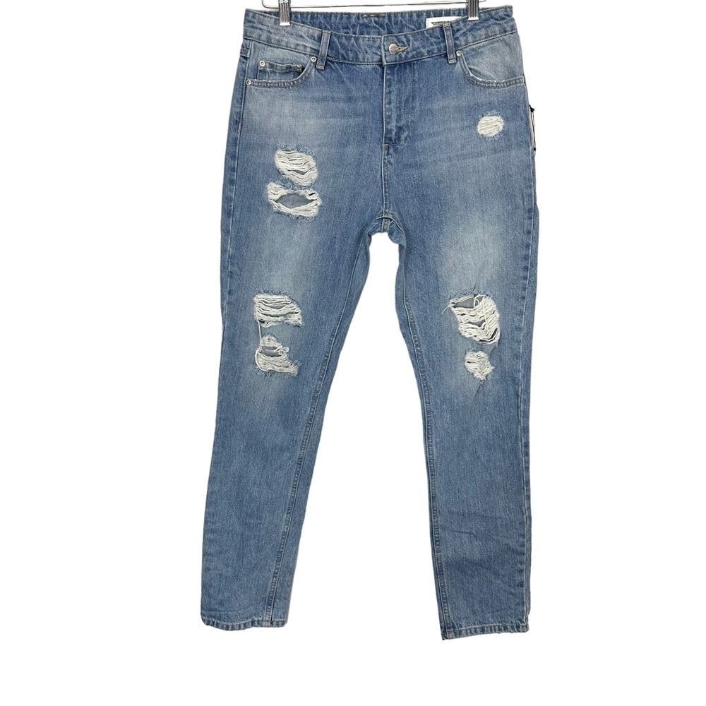 Anine Bing Distressed Straight Tapered Jeans 100 % Cotton